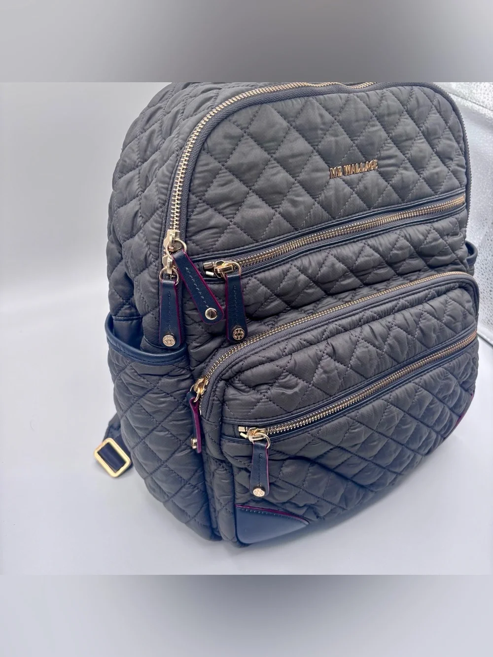 MZ Wallace Crosby Backpack Quilted Nylon Magnet Gray